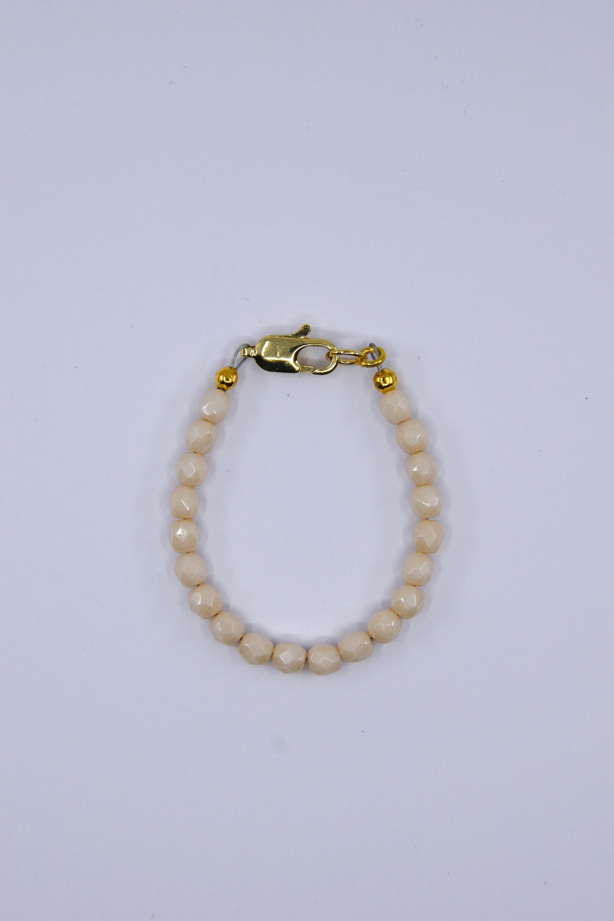 Glossy Cream Czech Glass