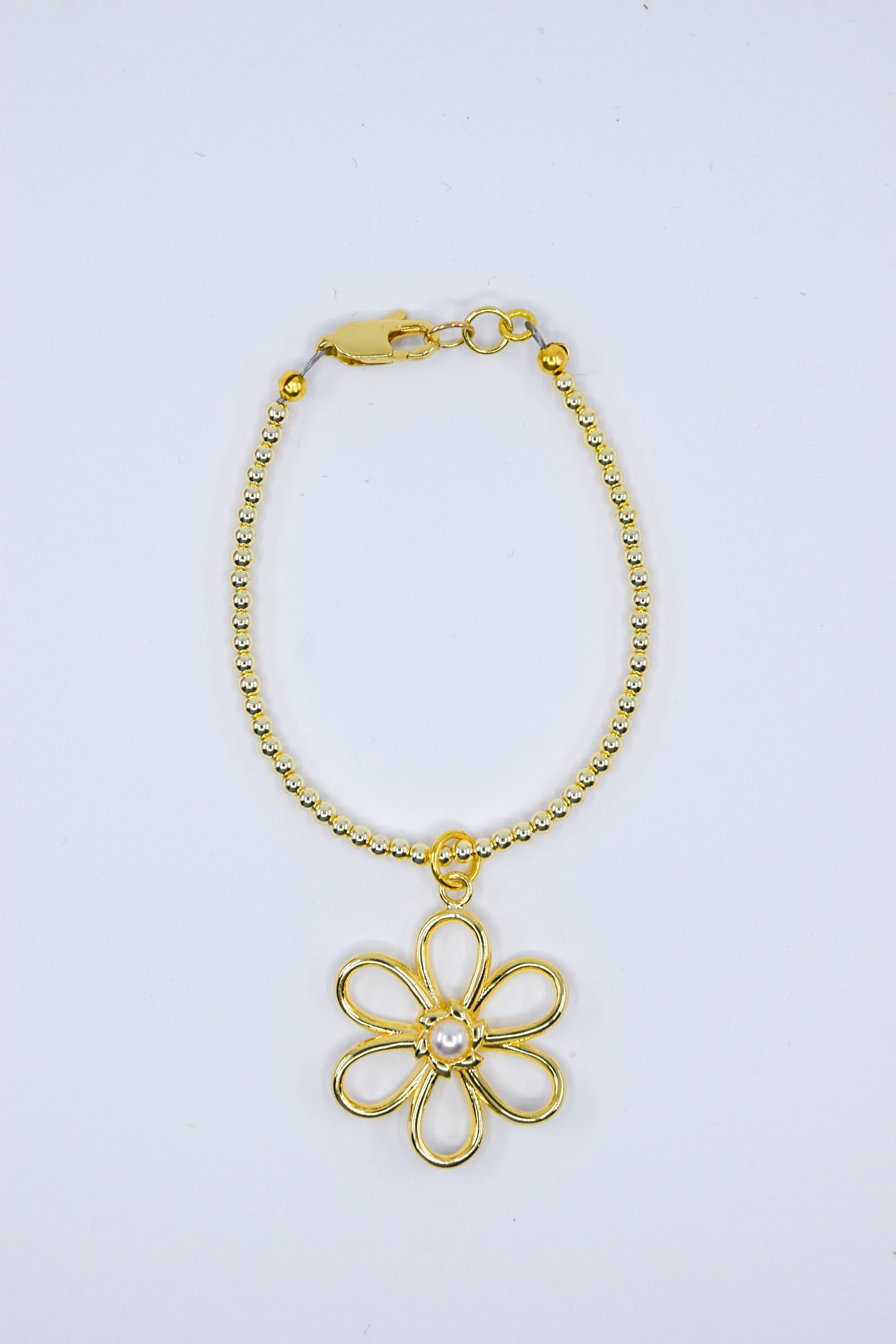 Large Gold Daisy Charm Bracelet