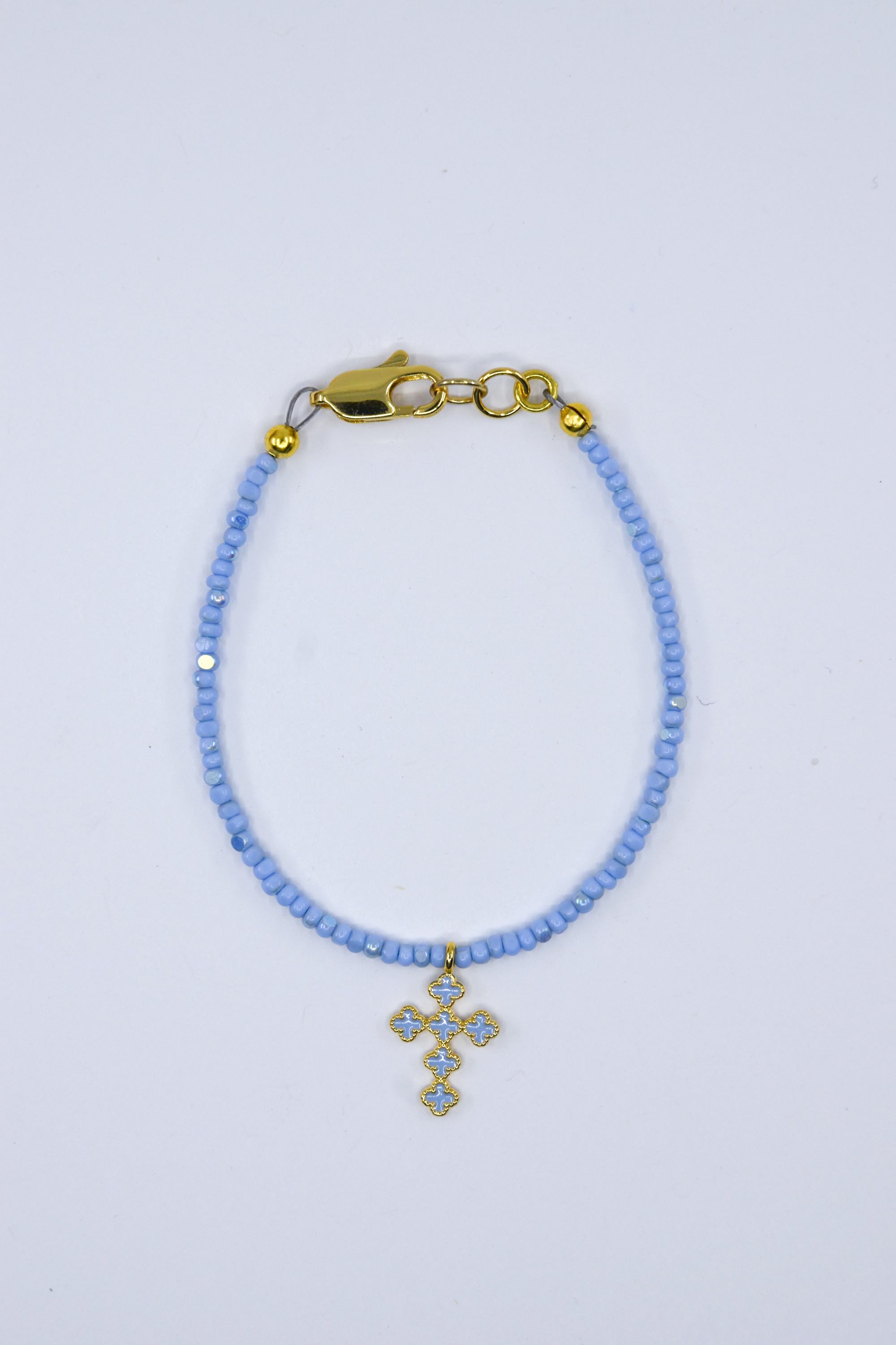 Sky Blue Cross Charm Bracelet