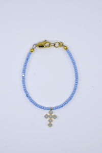 Sky Blue Cross Charm Bracelet