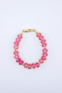Pink and Peach Chunky Crystal Glass