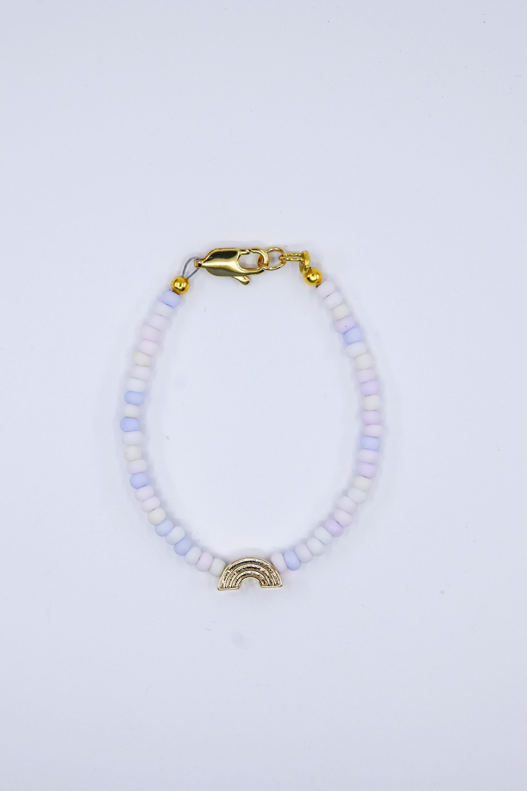 Muted Pastel Dainty Glass with Rainbow Bead