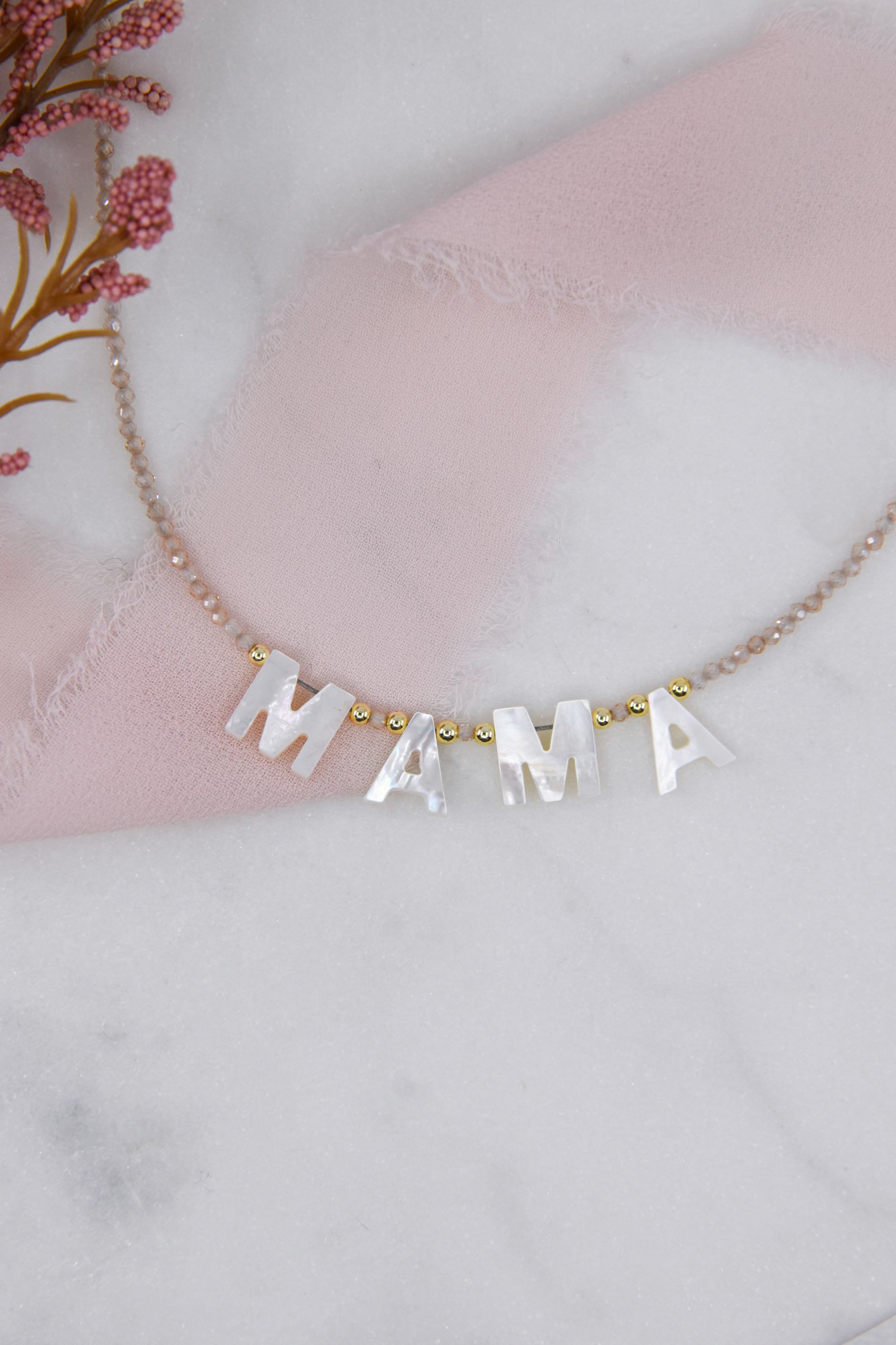 Mother of Pearl MAMA Necklace - 14' - 16' Inch