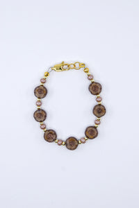 Chestnut Brown Czech Glass Floral