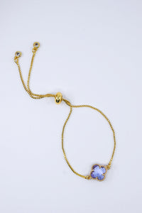 Adjustable Purple Crystal Clover Bracelet