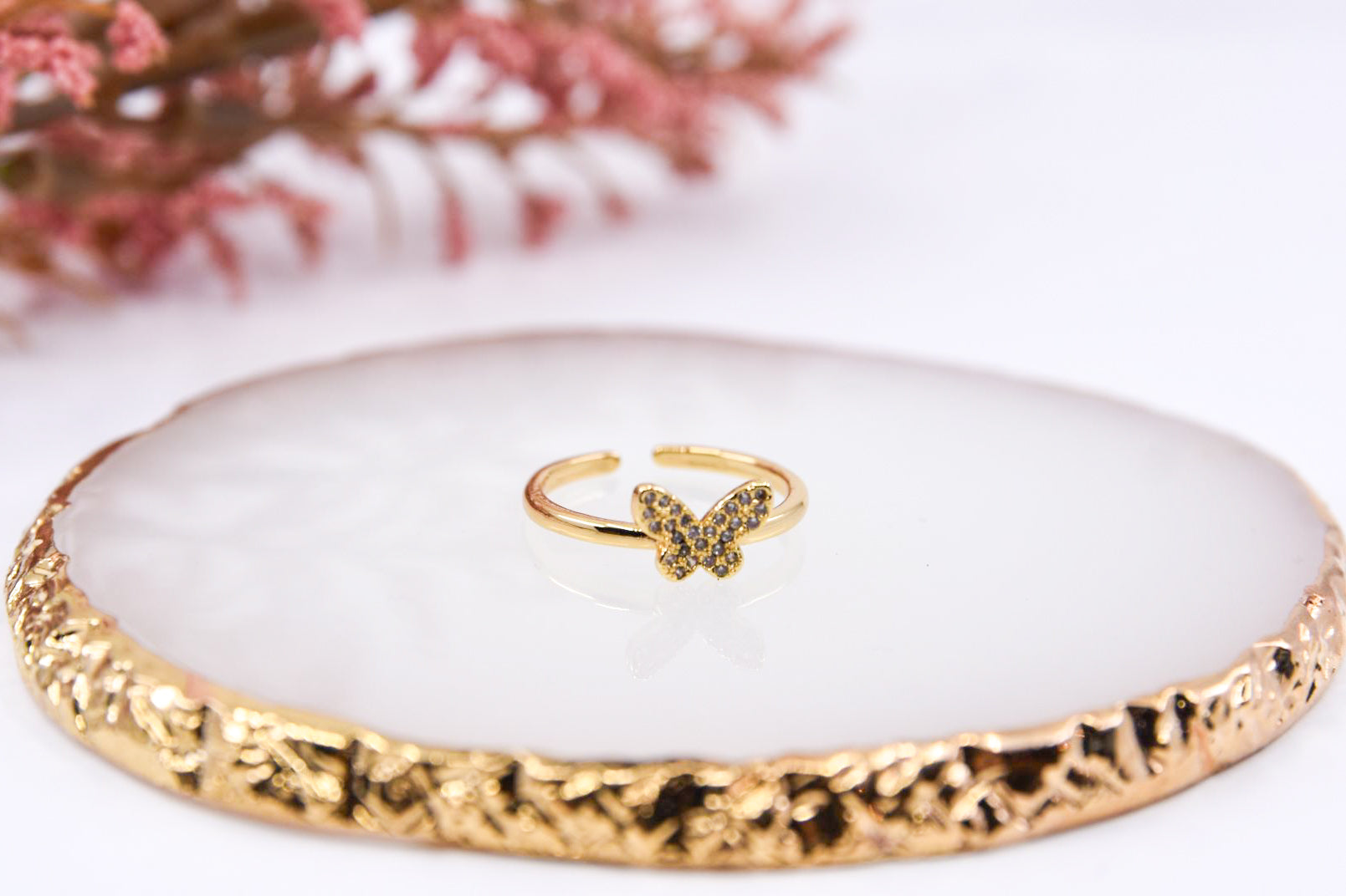 Dainty Crystal Butterfly Ring