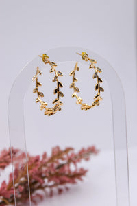 Gold Spring Leaf Hoops