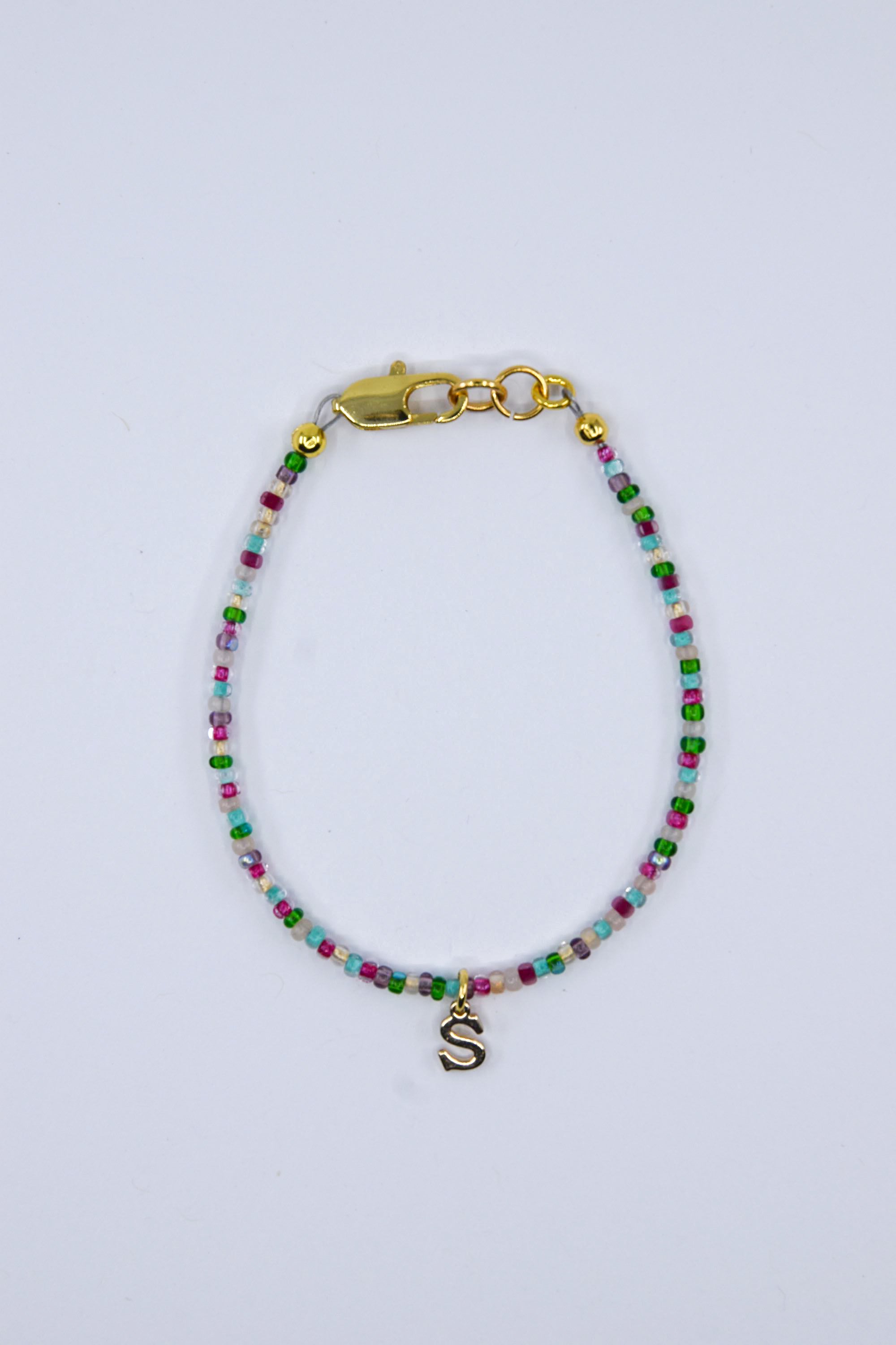 Holiday Lights Micro Dainty Initial Charm Bracelet