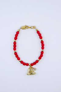 Matte Red Czech Glass Santa Hat Charm Bracelet