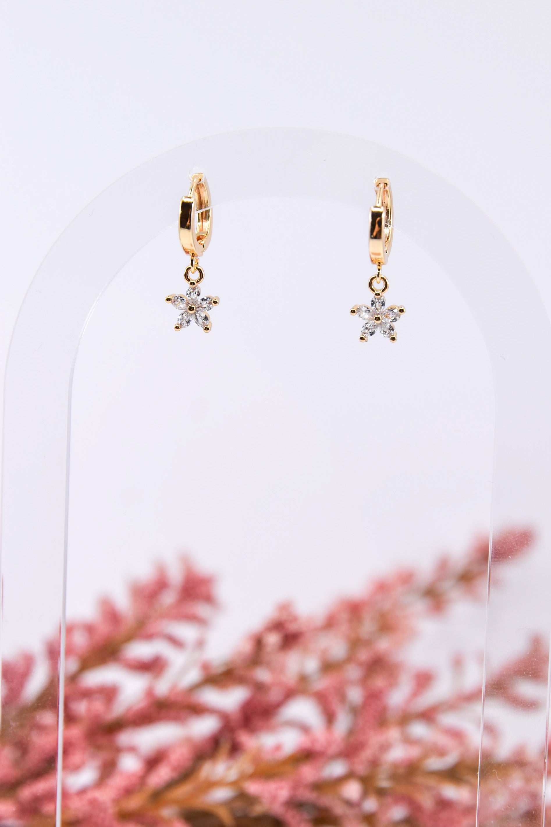 Dainty Crystal Flower Earrings