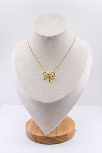 Gold Floating Bow Necklace