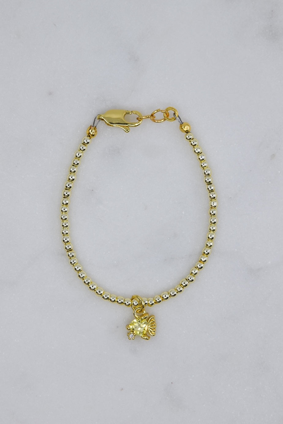 Crystal Gold Fish Charm Bracelet