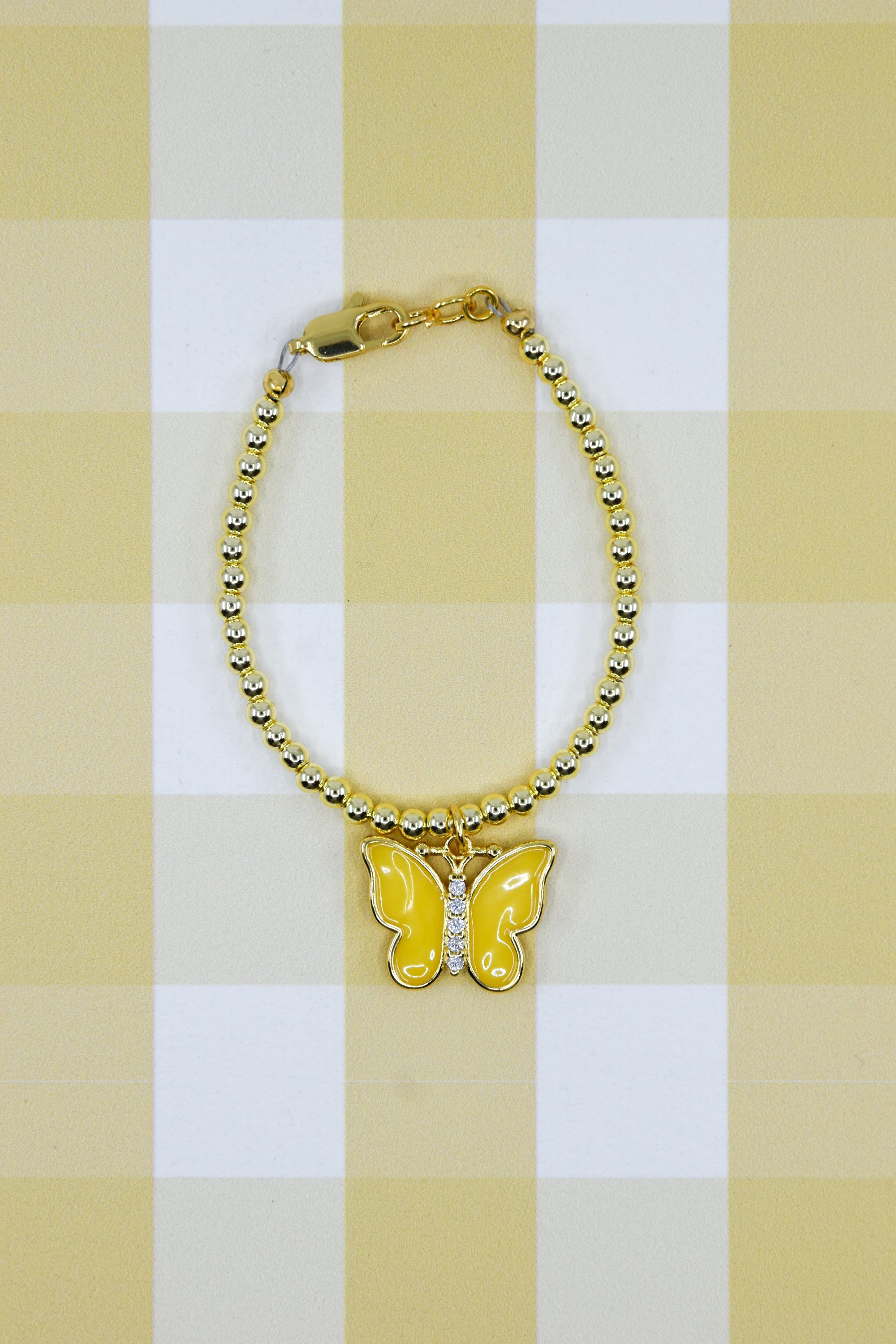 Yellow Butterfly Charm Bracelet