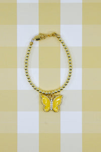 Yellow Butterfly Charm Bracelet