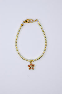 Orange Crystal Flower Charm Bracelet