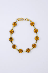 Mustard Yellow Czech Glass Floral