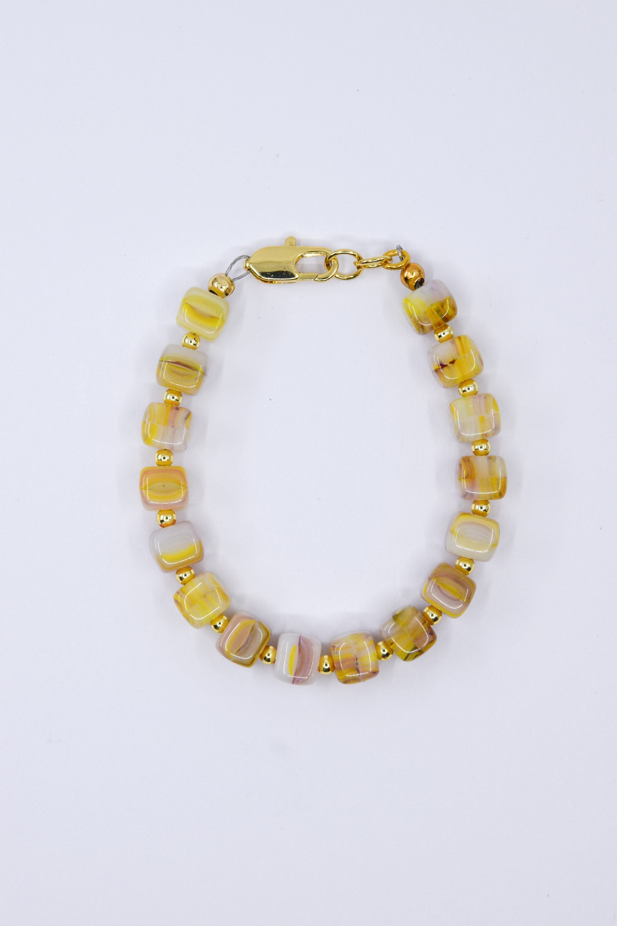 Yellow Marbled Cube Glass