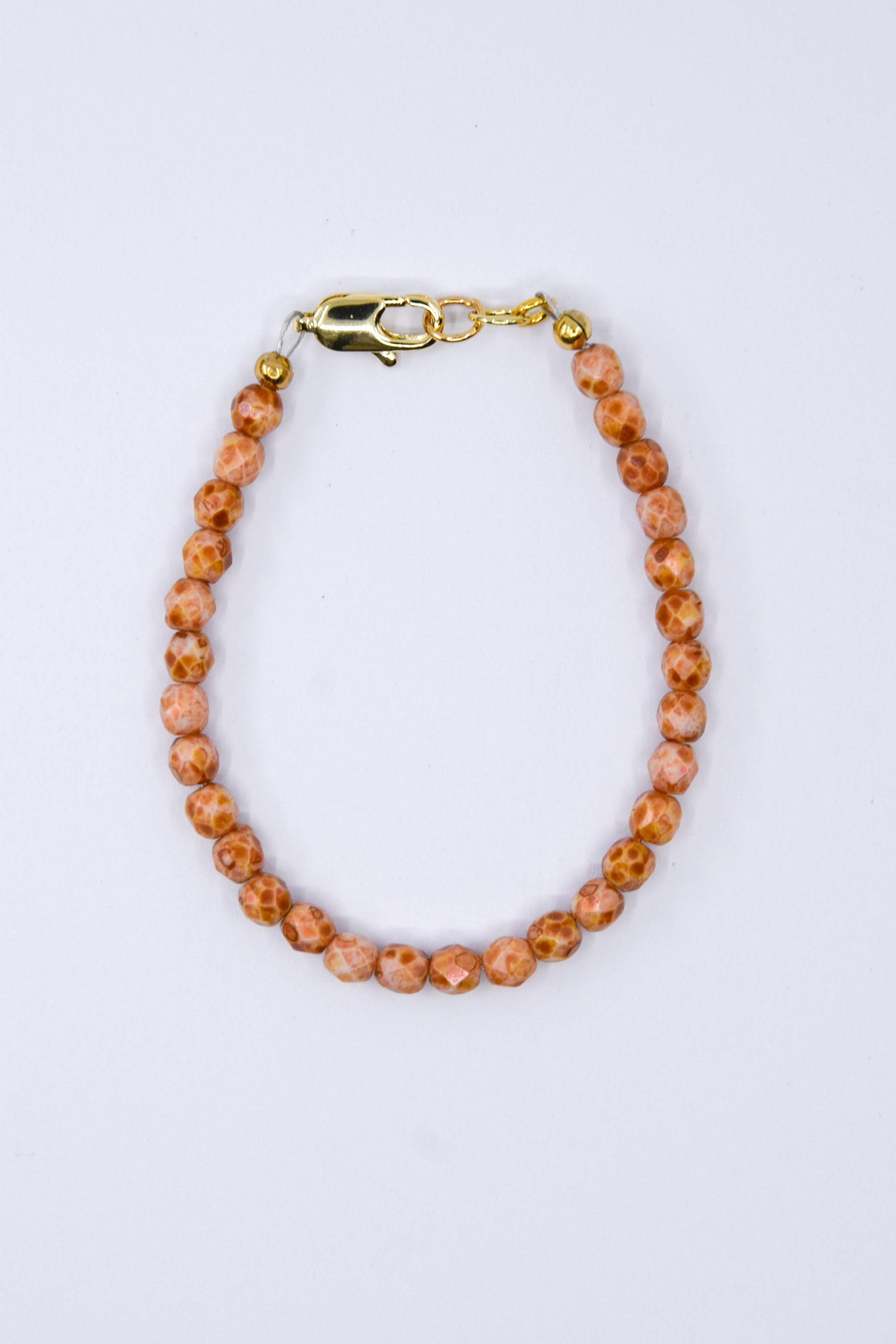 Beige Picasso Gold Luster Czech Glass