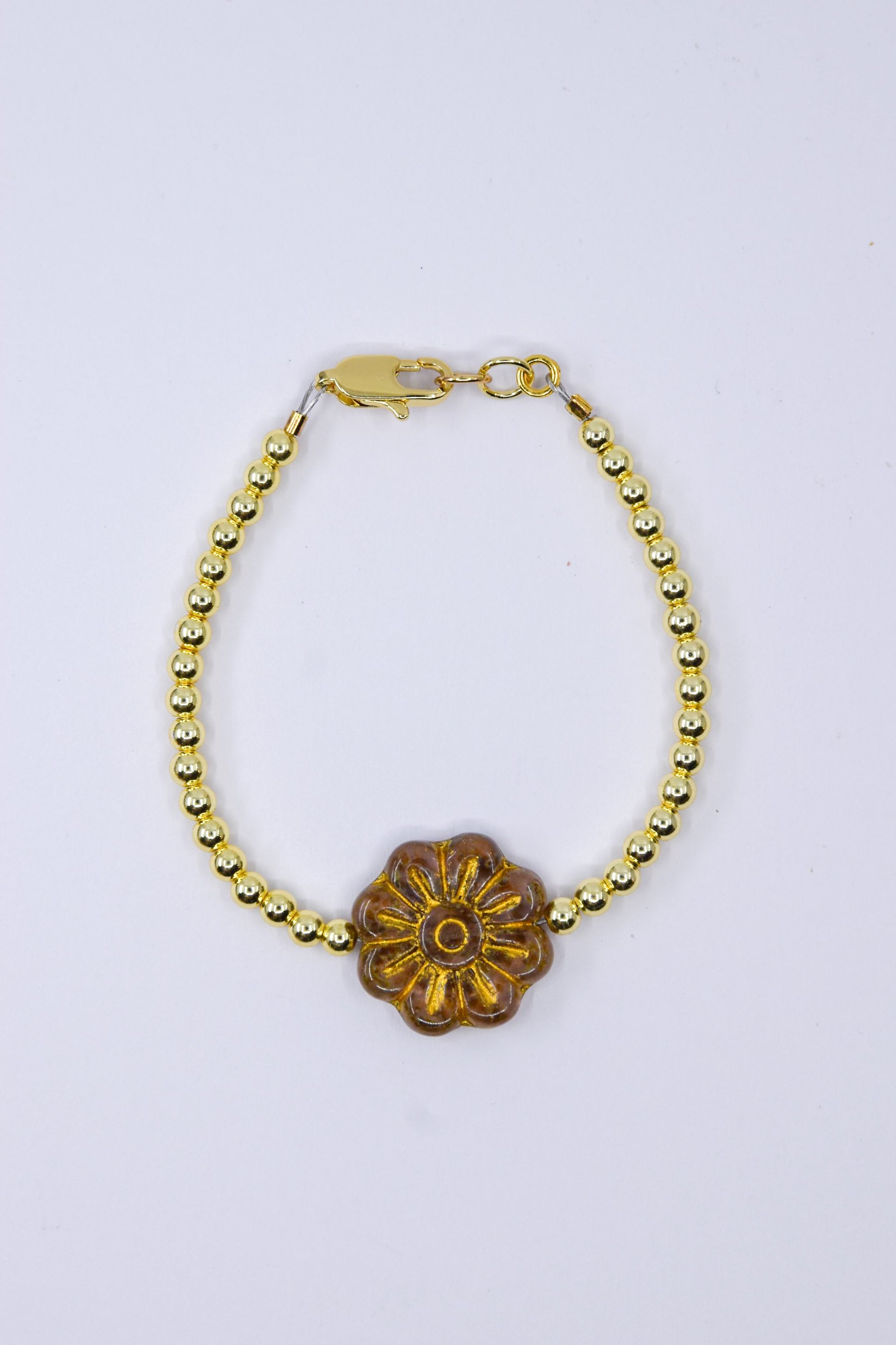Chunky Brown Czech Glass Flower