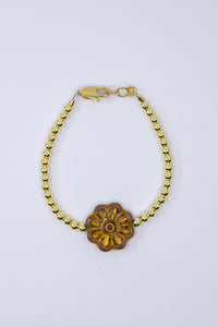 Chunky Brown Czech Glass Flower
