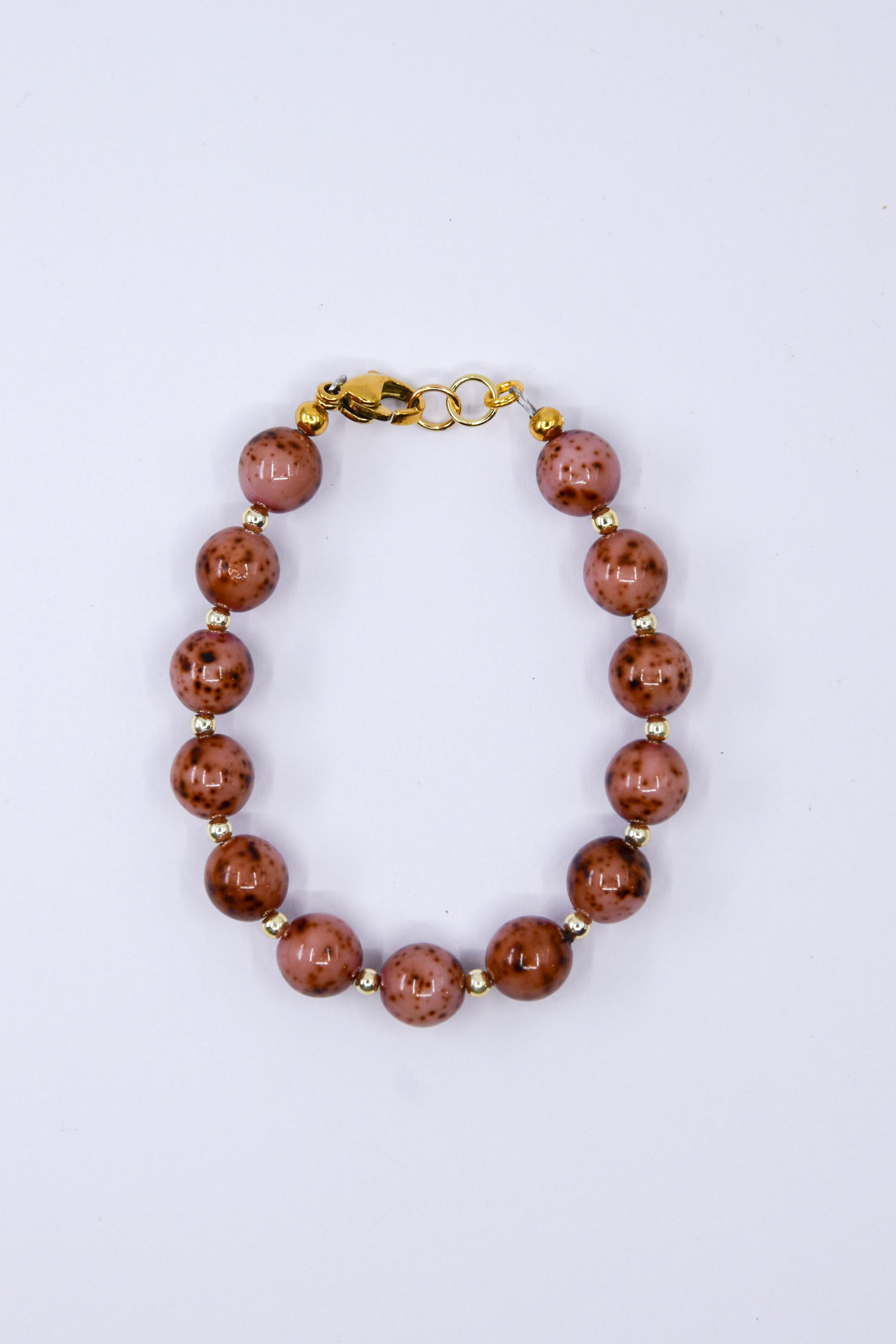 Brown and Pink Speckled Czech Glass