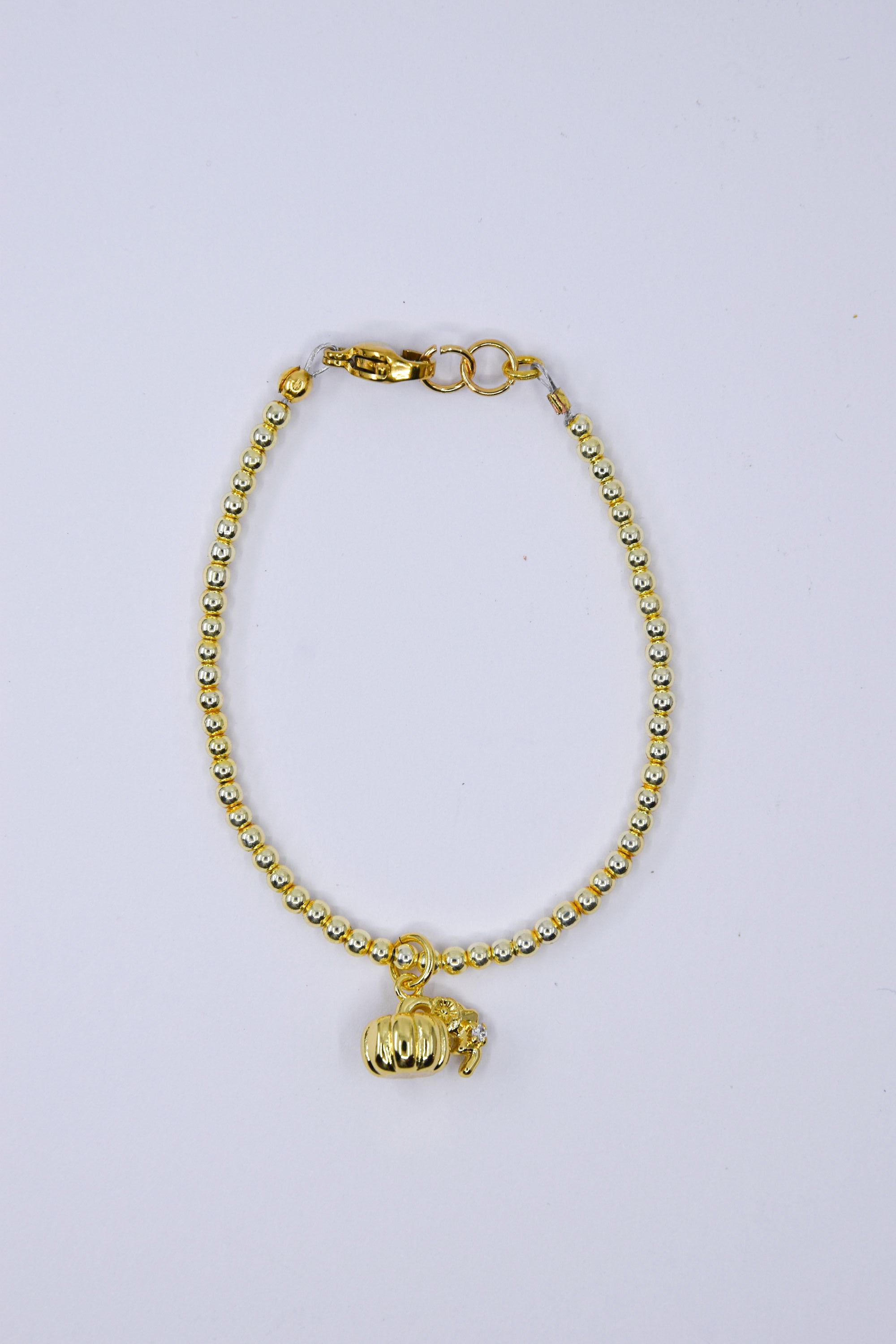 Pumpkin with Floral Stem Charm Bracelet