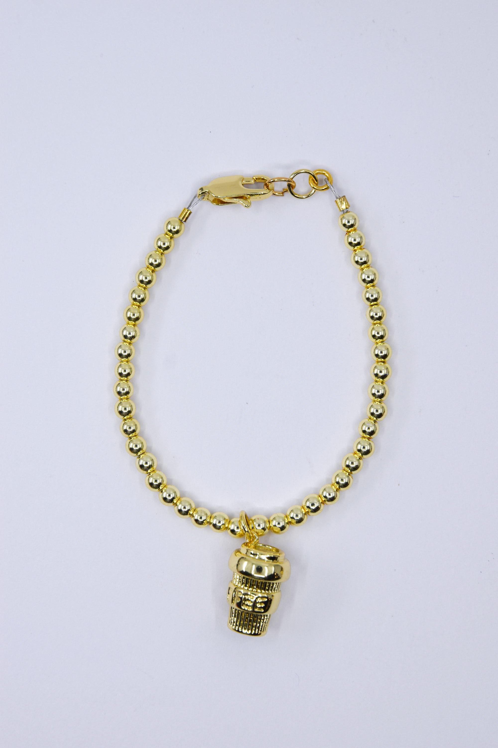 Gold Coffee Cup Charm Bracelet