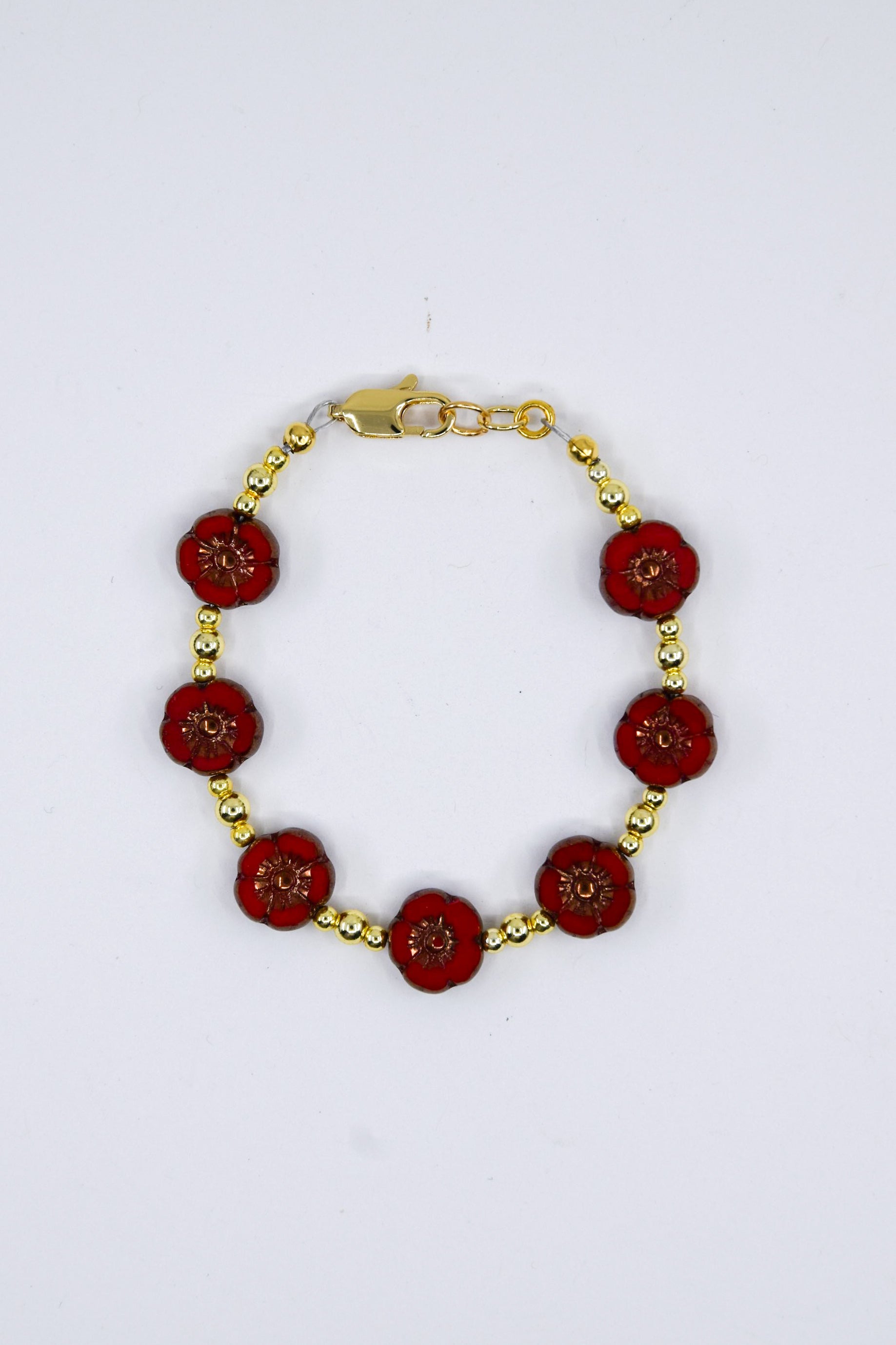 Dark Red Czech Glass Floral