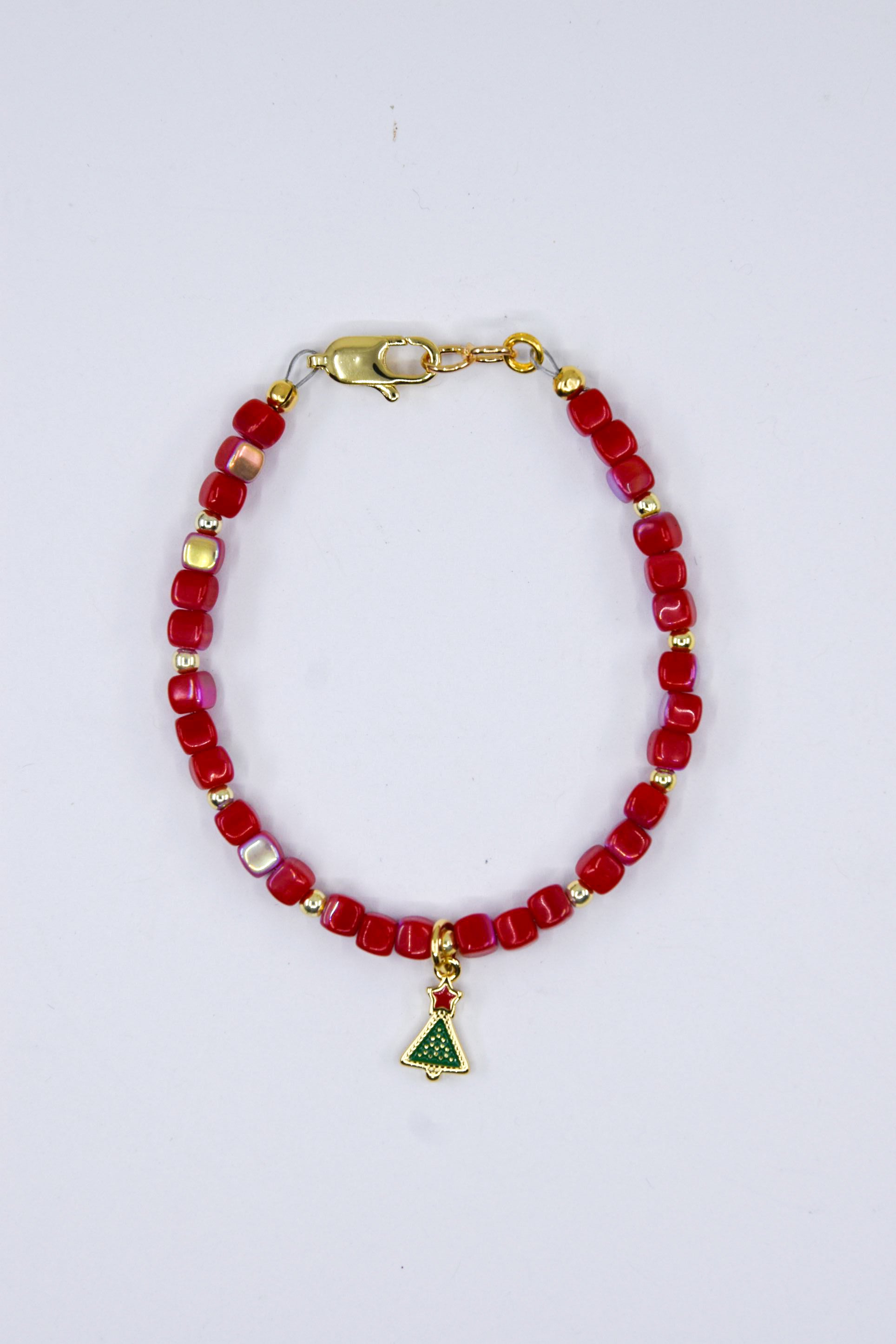 Tiny Christmas Tree Charm Bracelet