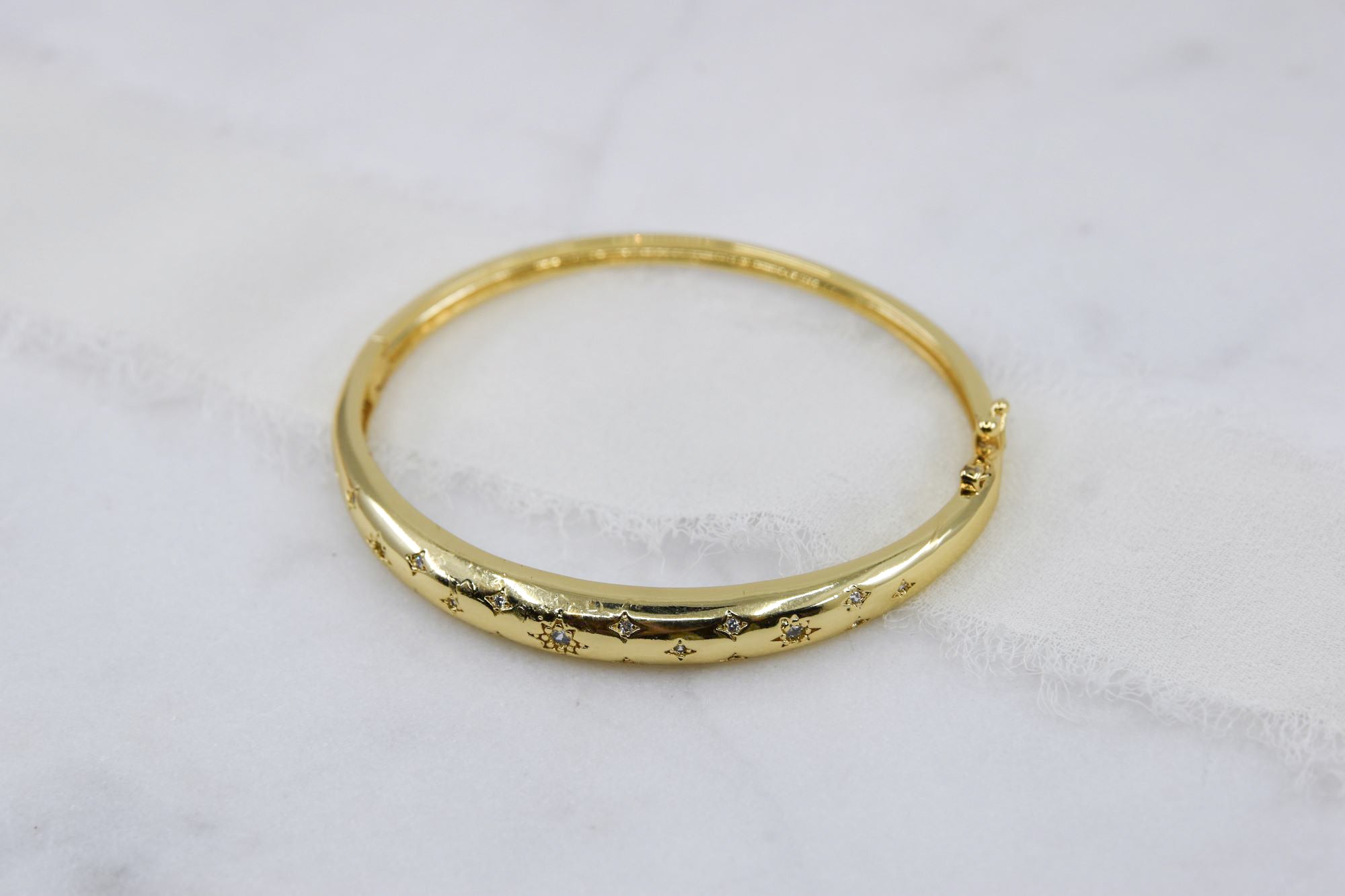 Crystal and Gold Clasp Bangle