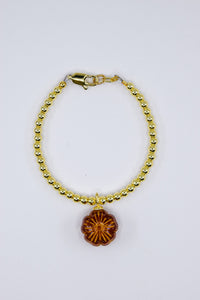 Amber Glass Floral Charm Bracelet