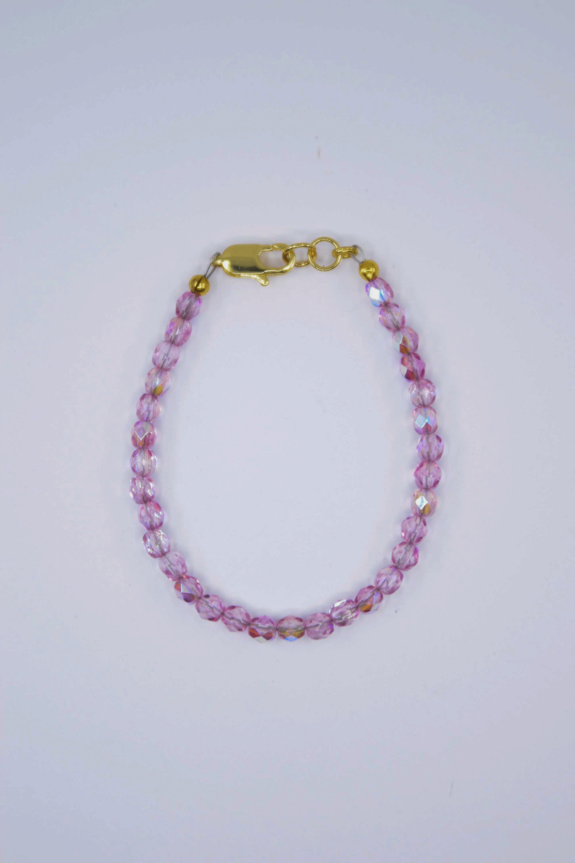 Rose Pink Shimmer Crystal Czech Glass