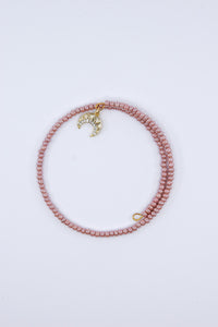 Vintage Pink Glass Bangle with Crescent Moon Charm