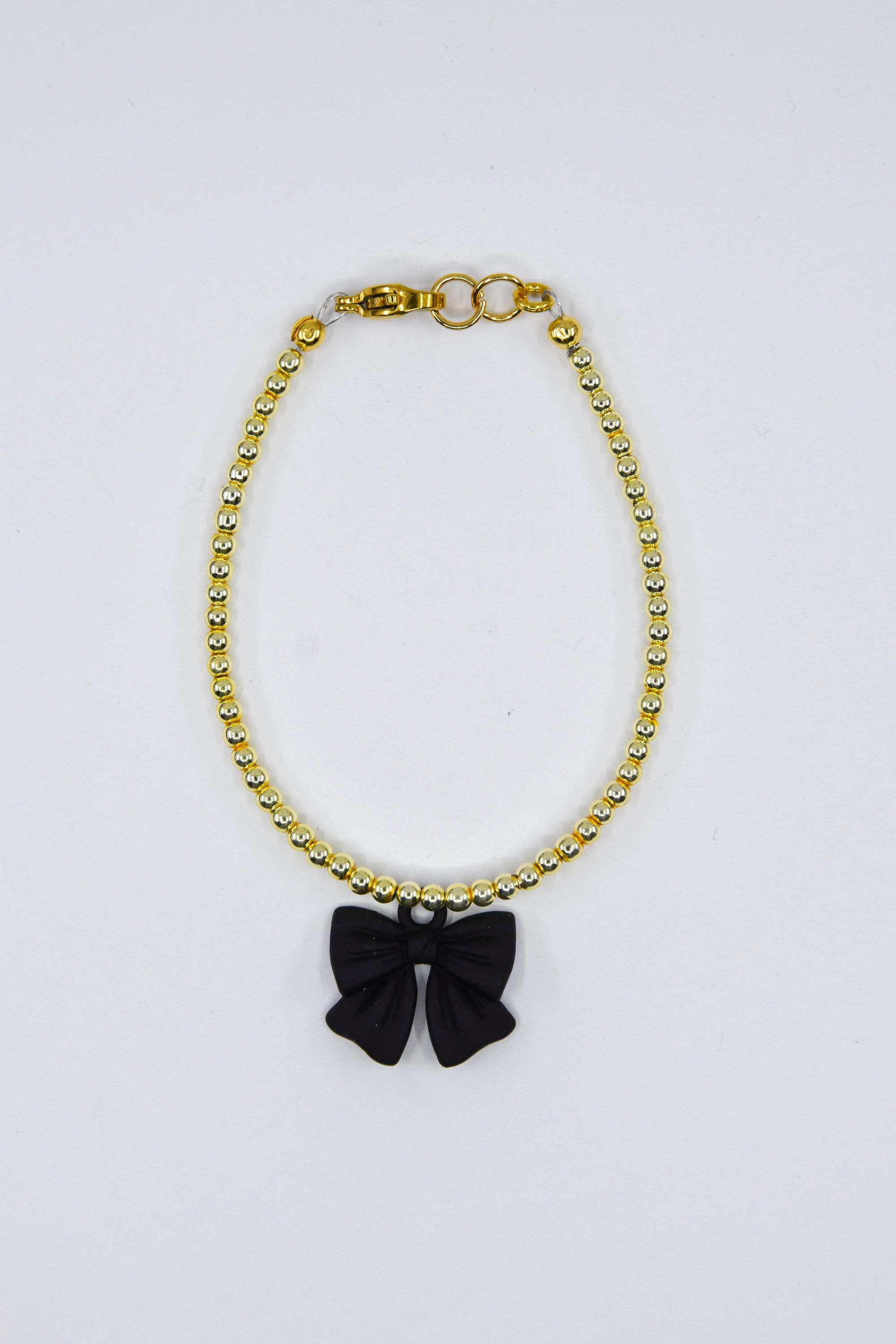 Matte Black Bow Charm Bracelet