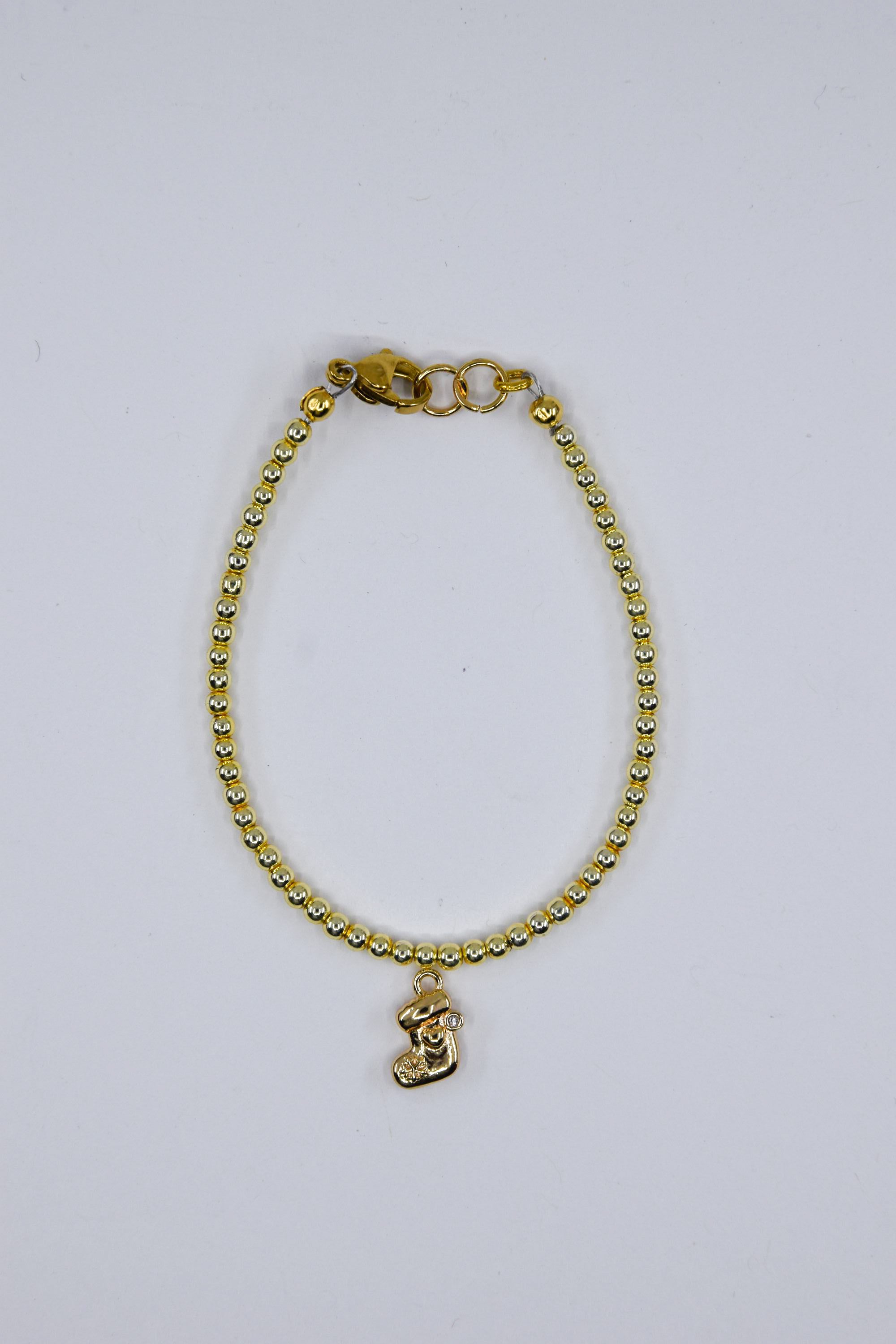 Dainty Gold Stocking Charm Bracelet