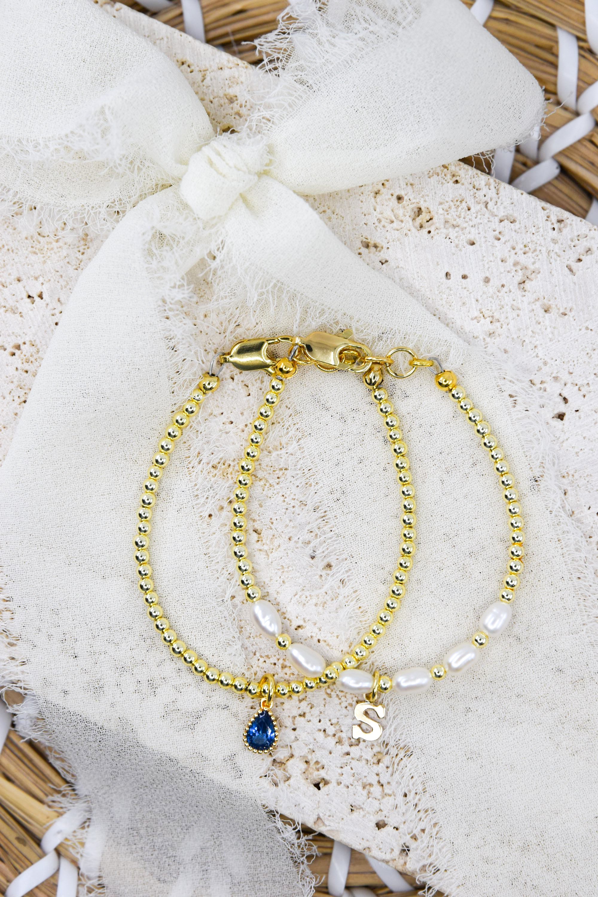 Everyday Pearl Dainty Initial Bracelet