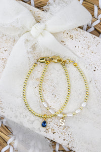 Everyday Pearl Dainty Initial Bracelet