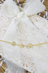 Rhinestone Mama Chain Bracelet