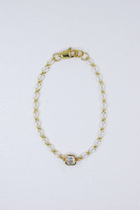 White Enamel Chain with Octagon Cubic Zirconia