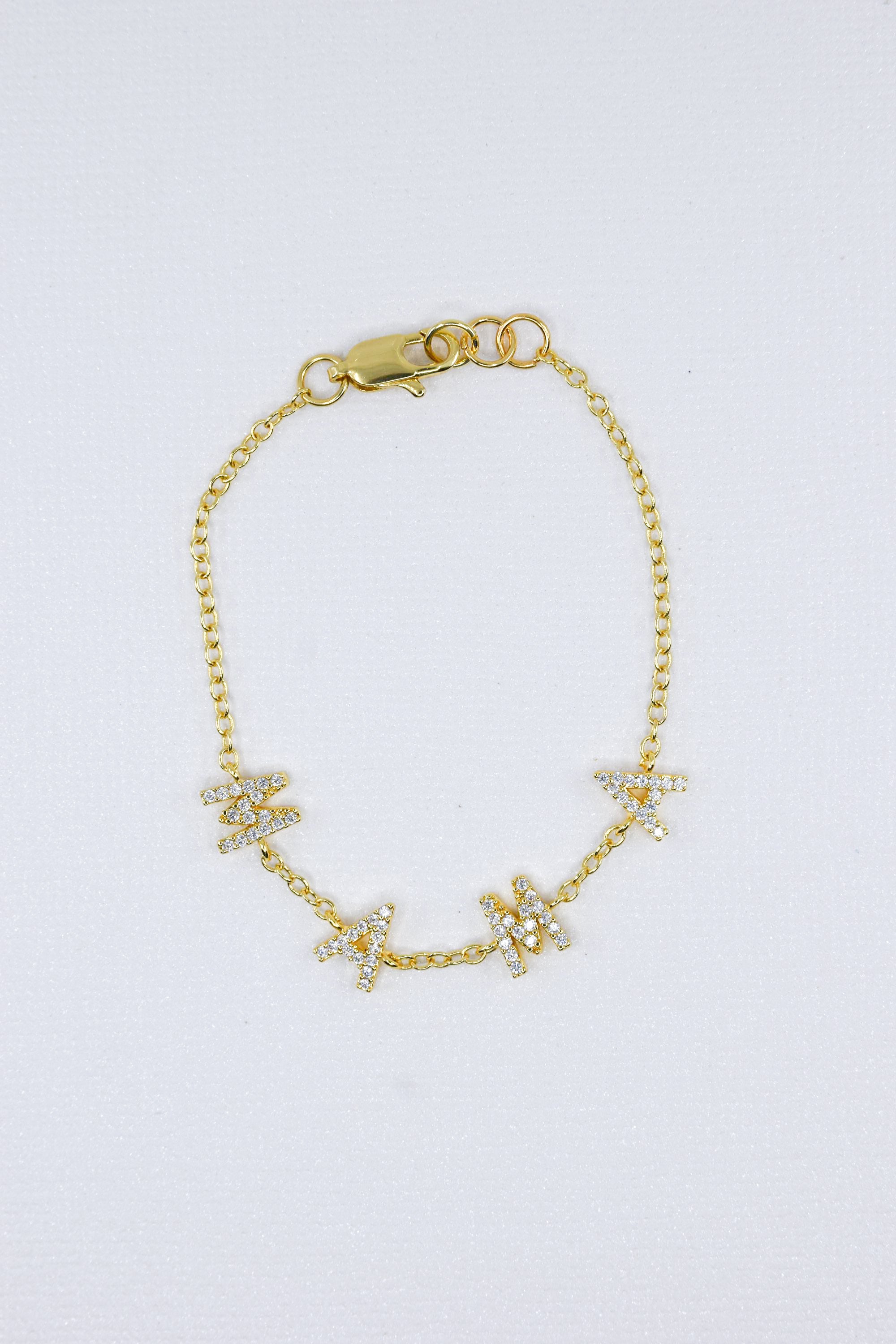 Rhinestone Mama Chain Bracelet