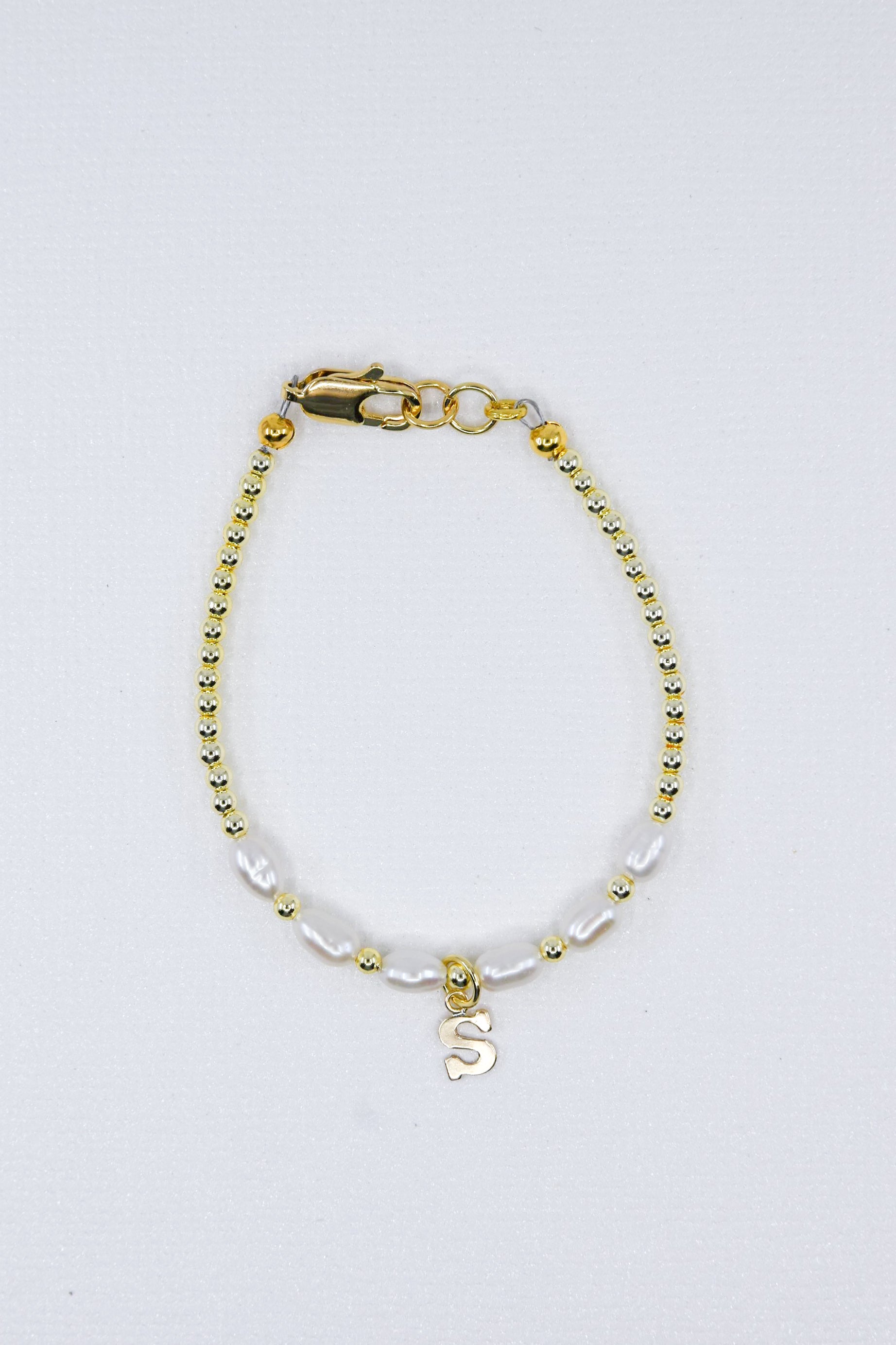 Everyday Pearl Dainty Initial Bracelet