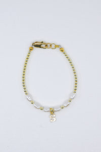 Everyday Pearl Dainty Initial Bracelet