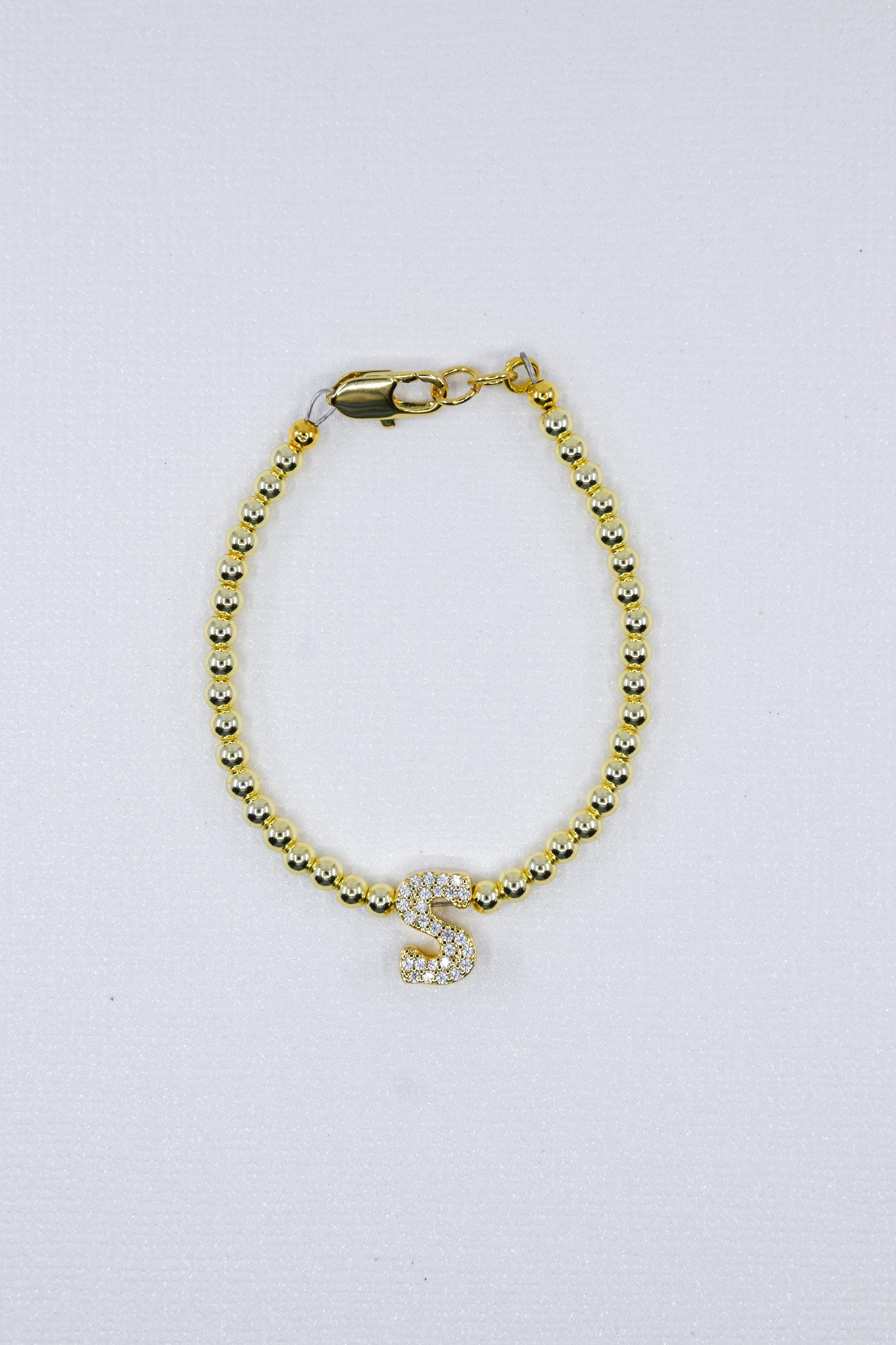 Retro Rhinestone Bubble Initial Bracelet