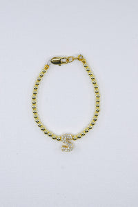Retro Rhinestone Bubble Initial Bracelet