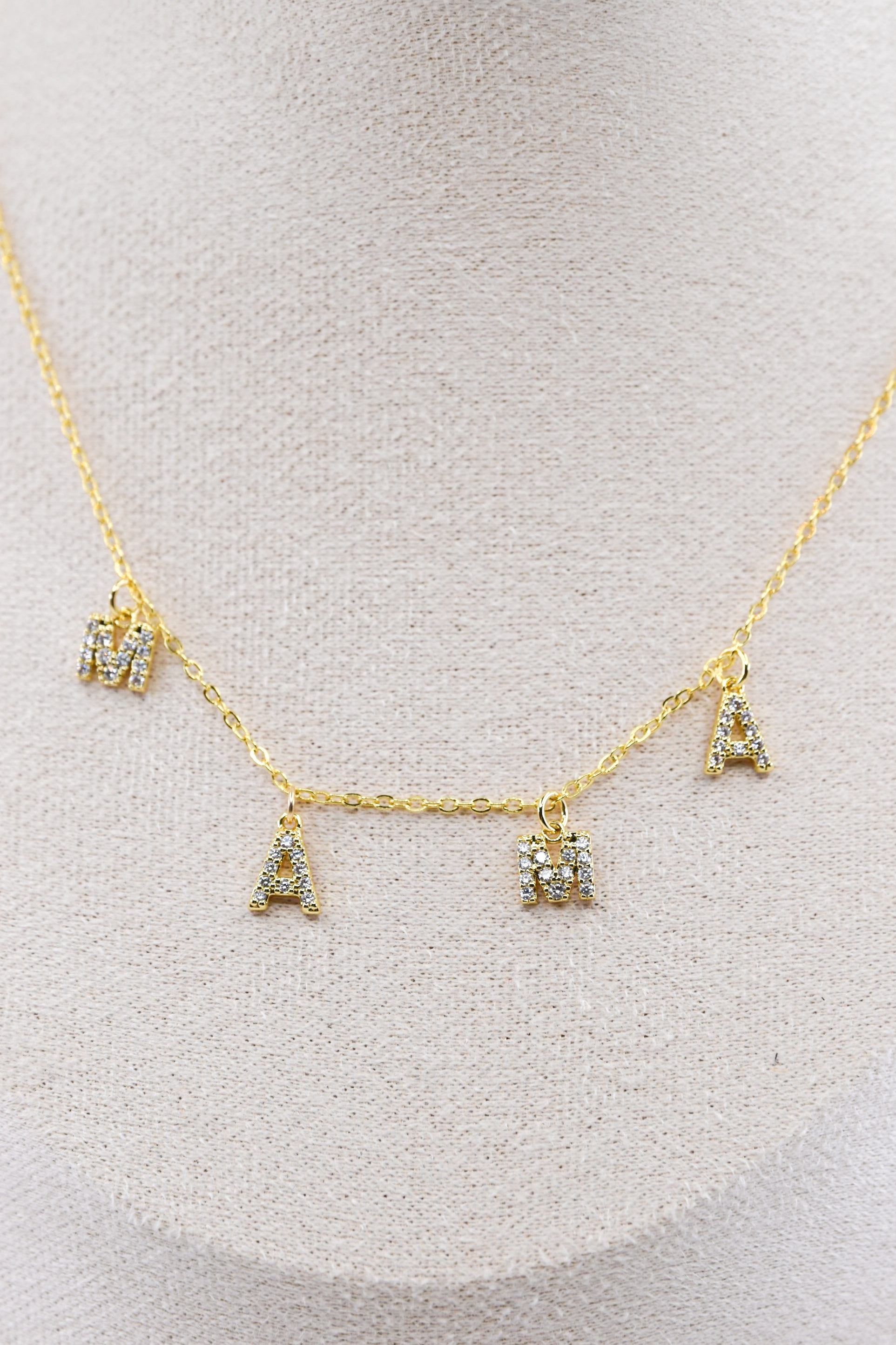 Rhinestone Mama Charm Necklace
