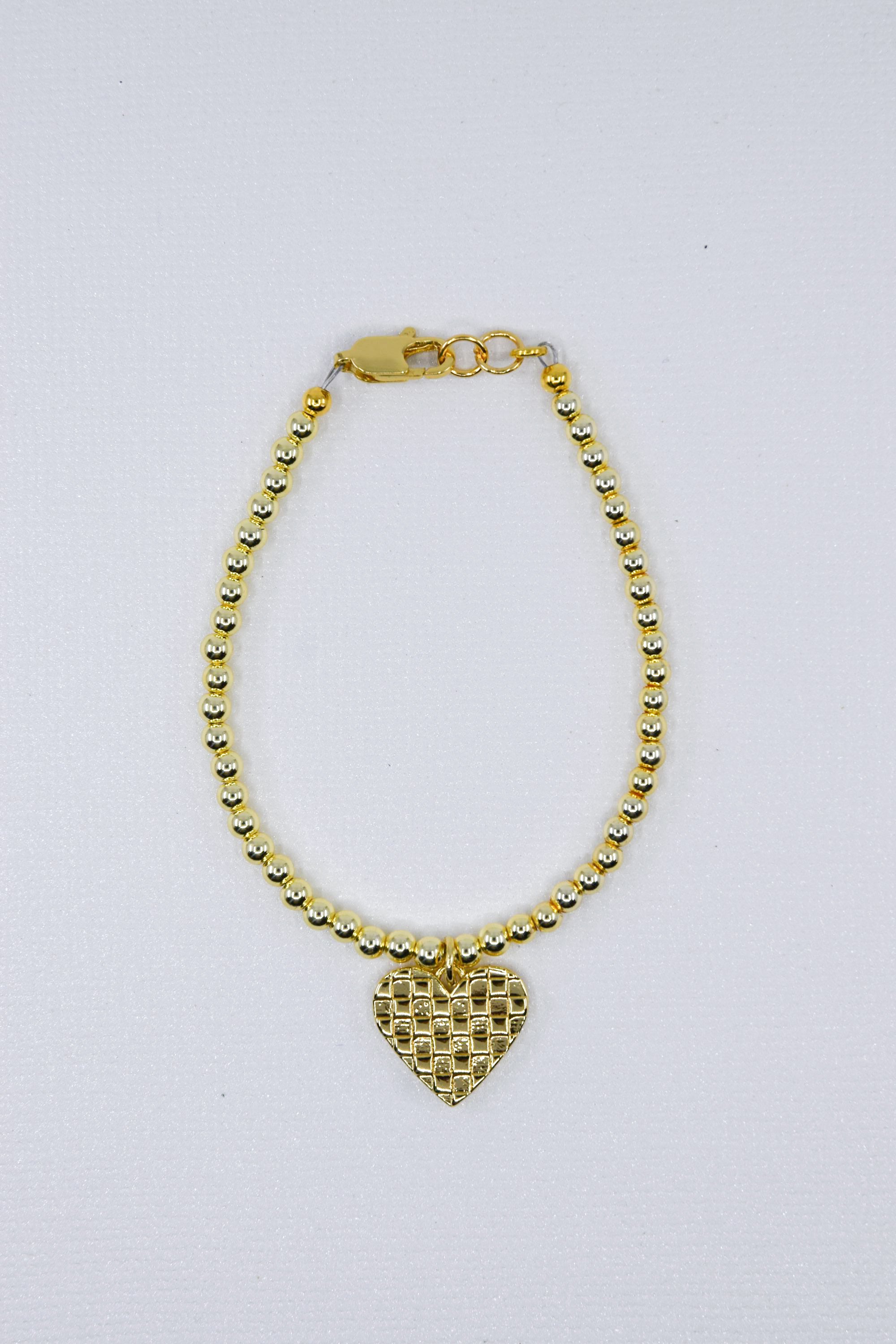 Checkered Heart Charm Bracelet