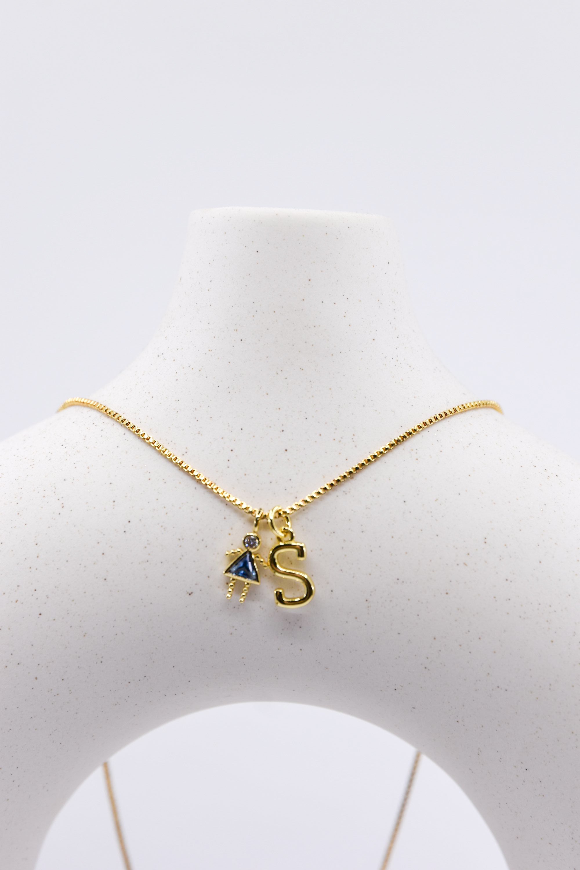 Birthstone Child & Initial Necklace