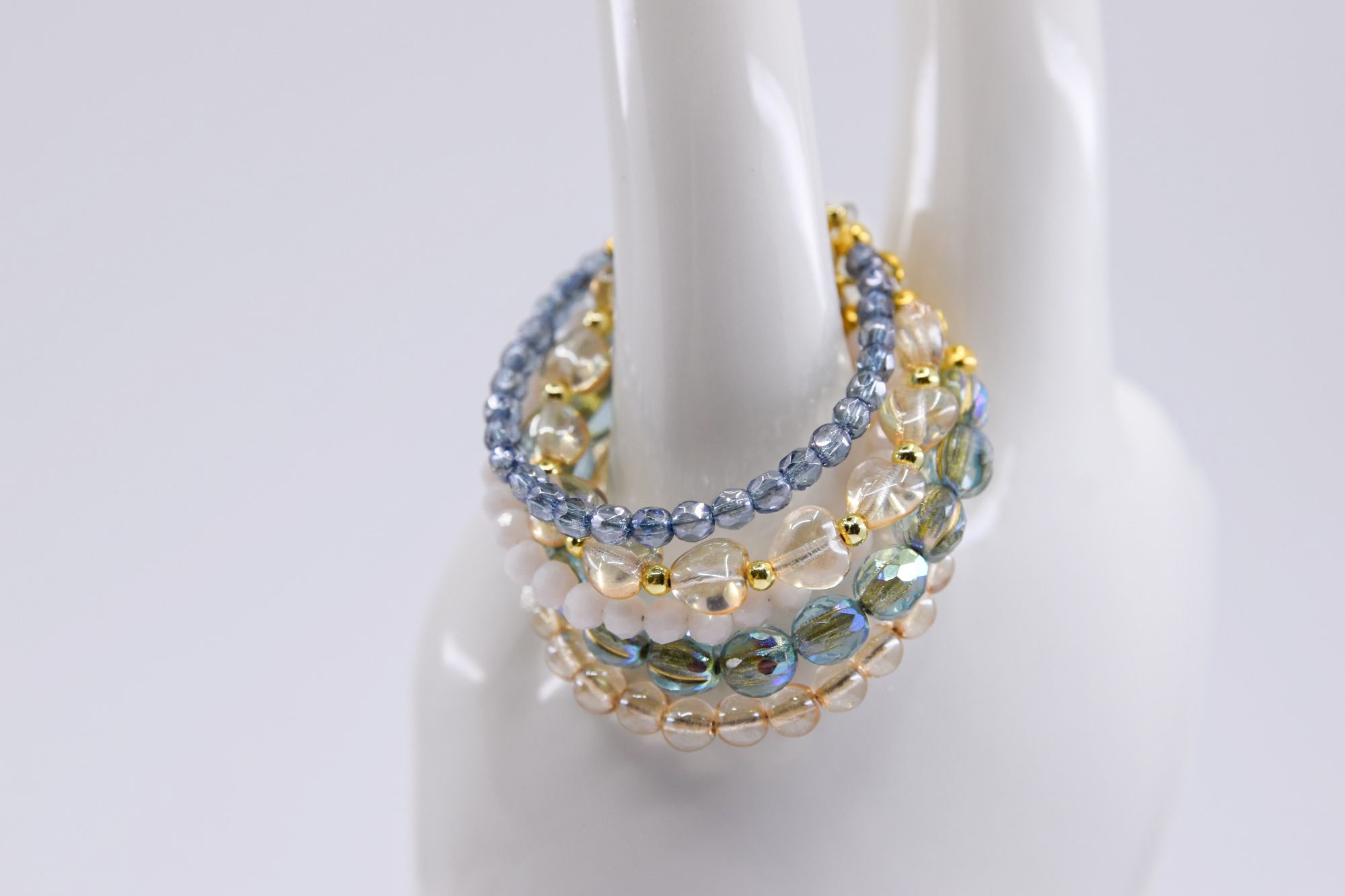 Gold Lined Blue Sparkle Czech Glass