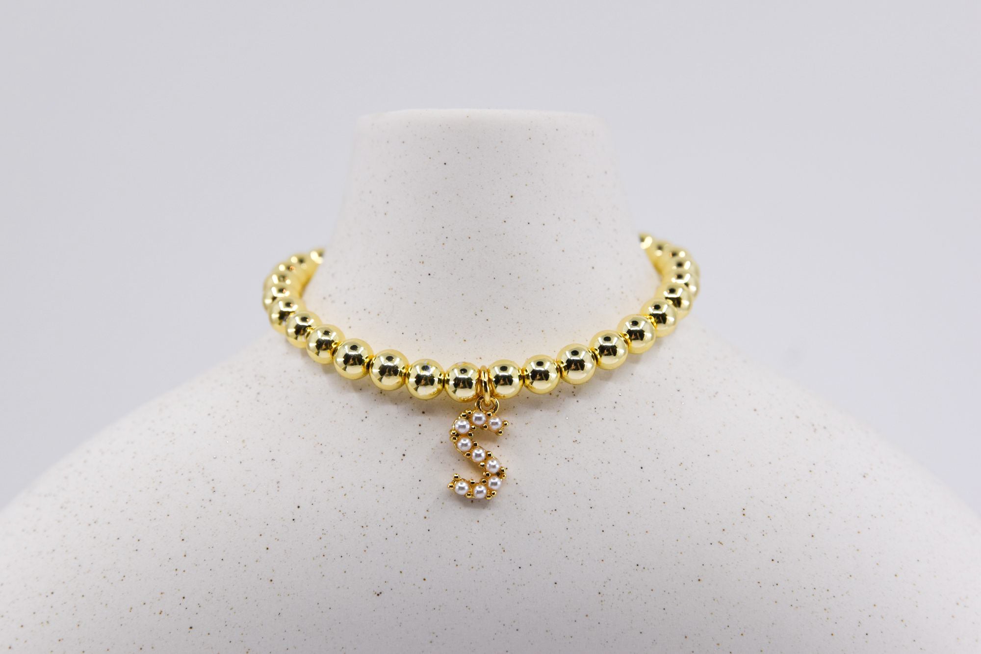 Pearl and Gold Initial Bracelet