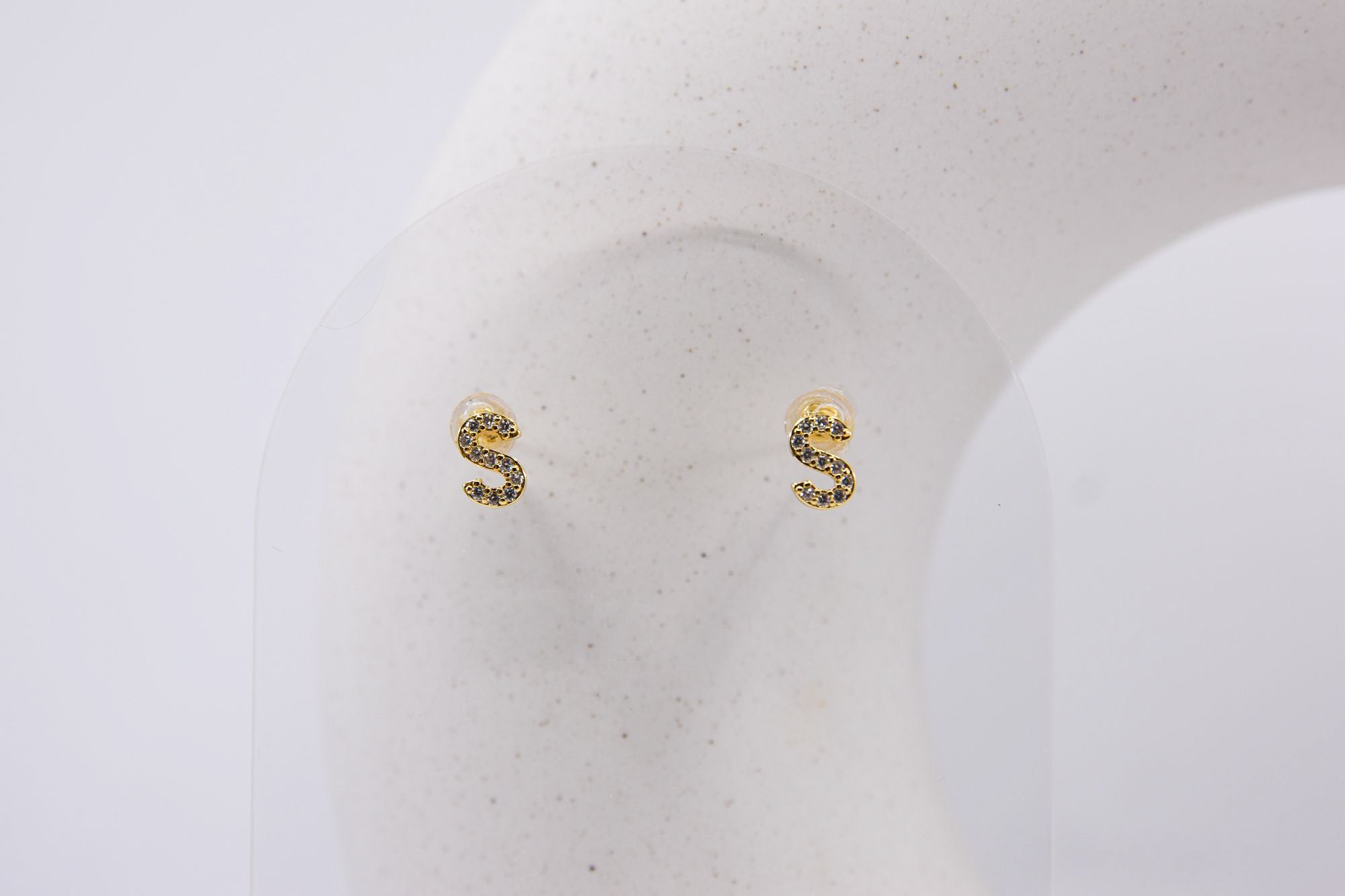 Rhinestone Initial Stud Earrings